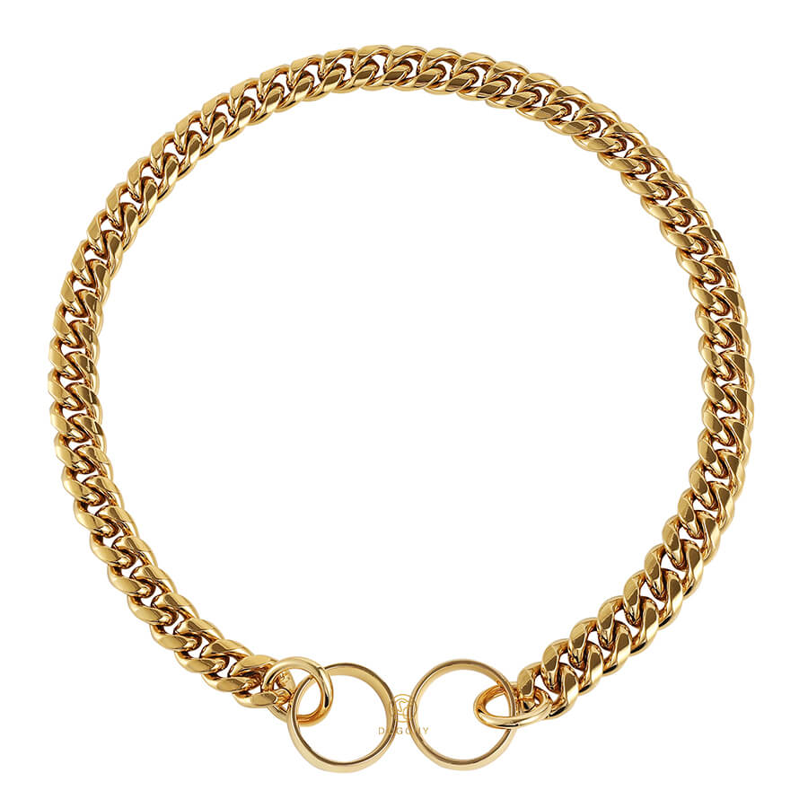 14mm 18K Cuban Link O Ring Dog Choke Collar - GOLD PRIME