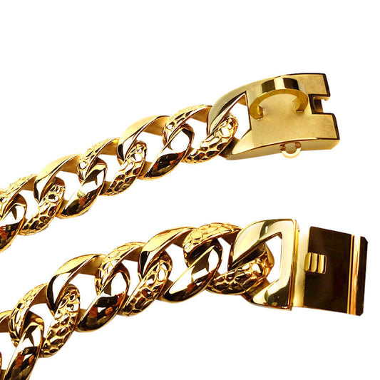 Cuban Link Gold Dog Collar-GOLD ROCK