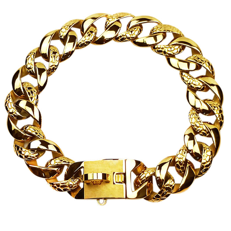 Cuban Link Gold Dog Collar-GOLD ROCK