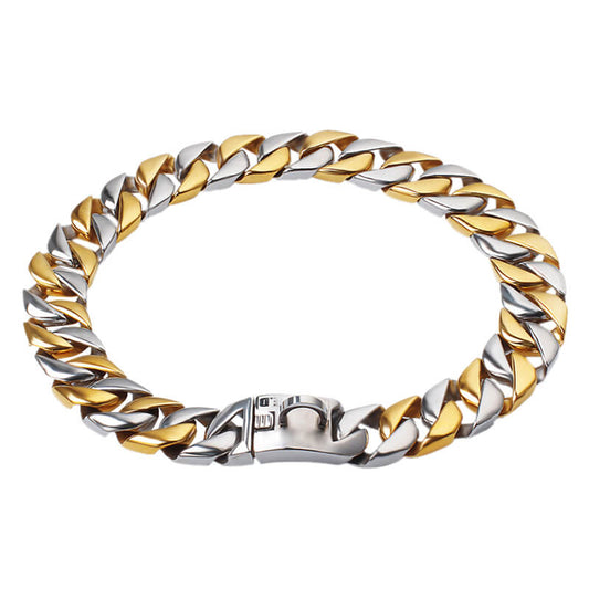 Dual Tone Cuban Link Dog Collar-GOLD & SILVER
